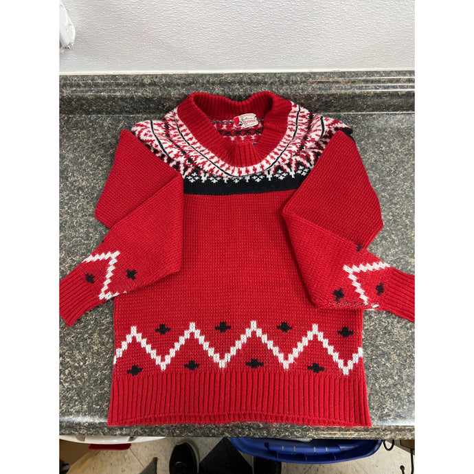 1950’s Sportswear Revere Vereloft Cow neck Red, Black, and White Knit Sweater 100% Orlon Acrylic