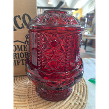 Load image into Gallery viewer, 1990s Homco Interiors Ruby Red Fairy Courting Lamp with Original Box
