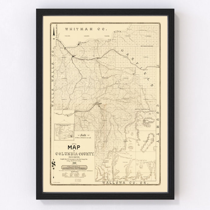 Vintage Map of Columbia County, Washington 1900
