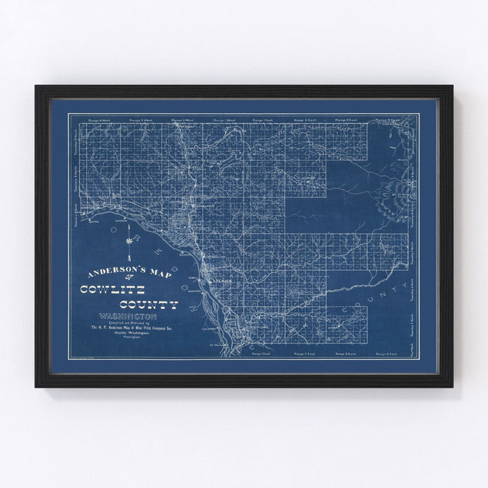 Vintage Map of Cowlitz County, Washington 1897