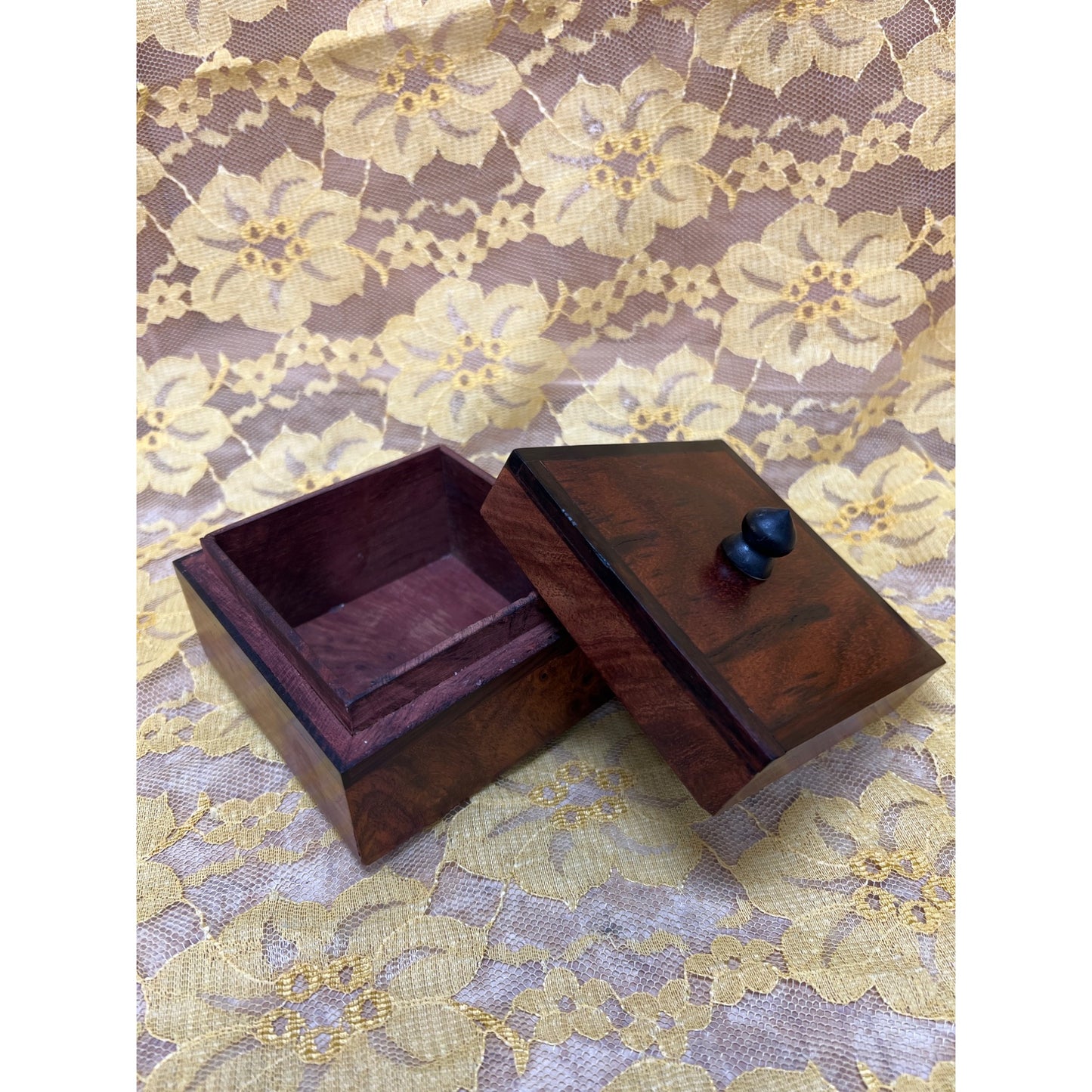 Vintage Hand Crafted Wooden Box 4x4x2-5/8”