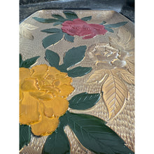 Load image into Gallery viewer, Vintage Plastic Red and Gold Rose Pattern Serving Platter Tray, Nasco, Japan, Old Serving Trays,
