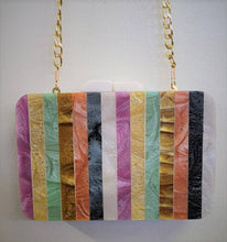 Load image into Gallery viewer, Ricki designs - BOX BAG WOOD/CARYLIC RAINBOW STRIPE
