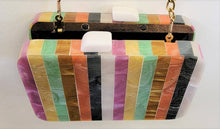 Load image into Gallery viewer, Ricki designs - BOX BAG WOOD/CARYLIC RAINBOW STRIPE
