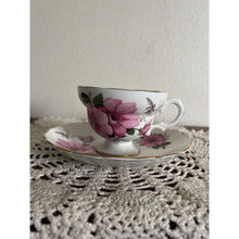 Load image into Gallery viewer, Bone China Teacup &amp; Saucer Pink Wild Rose Made in England
