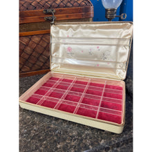 Load image into Gallery viewer, Vintage Farrington 20 Compartment Hard Cover Jewelry Case with Deep Pink Velvet and Floral Design
