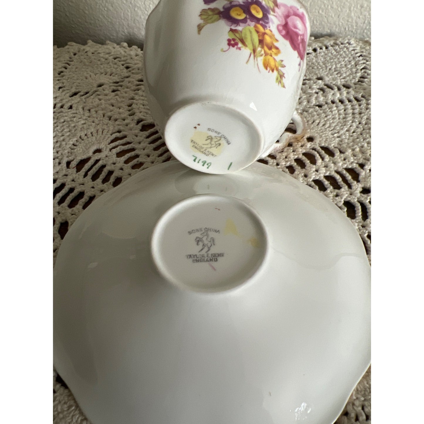 Taylor I Kent Bone China Teacup & Saucer Made in England #7199