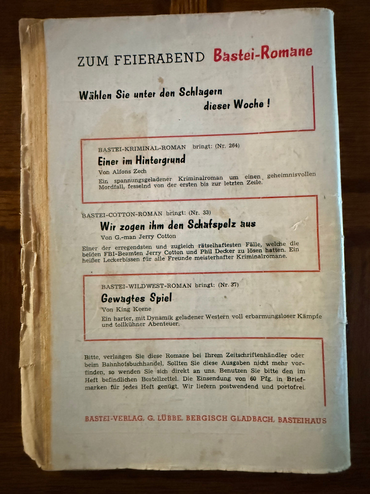 Vintage Bastei Heimat-Roman Band 2 Die Edelweiß-Burgl German Pulp Book