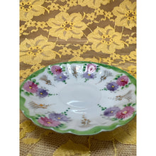 Load image into Gallery viewer, Vintage Hand Painted Floral Porcelain Trinket Dish 4-3/4” Green Purple Pink
