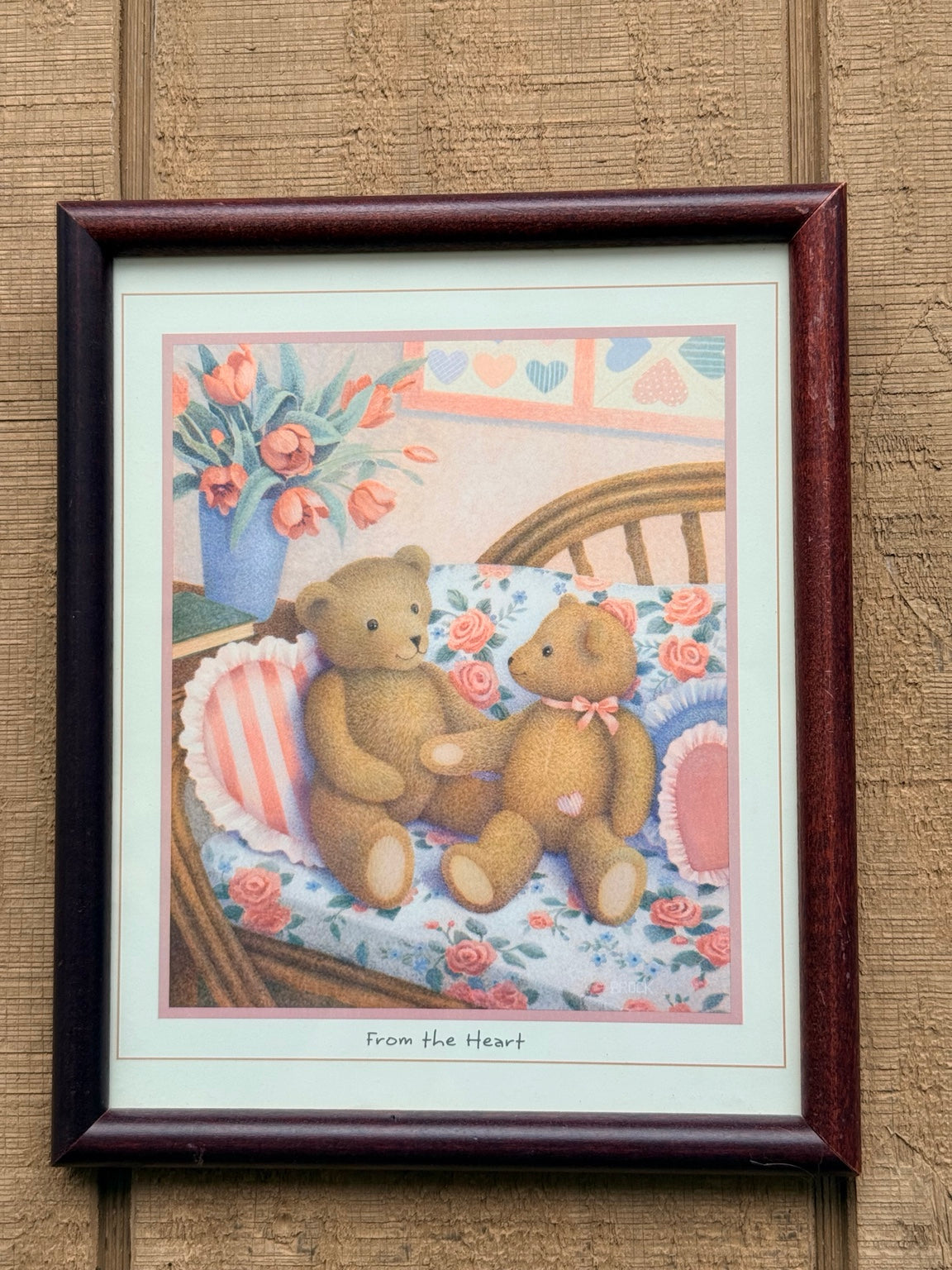 Vintage “From the Heart” Teddy Bear Framed Print