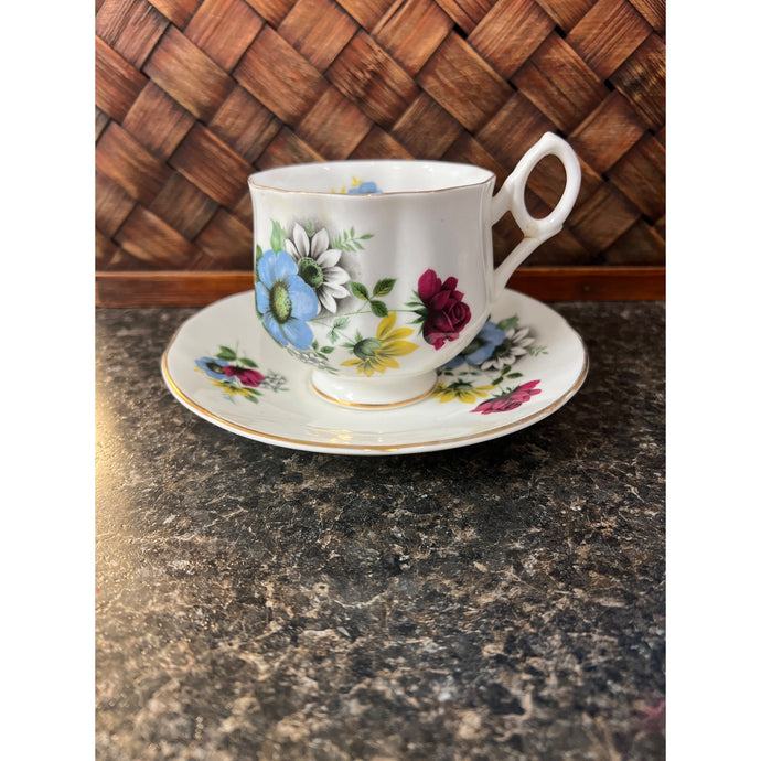 Rosina Fine in China Teacup and Saucer Made in England Floral Design