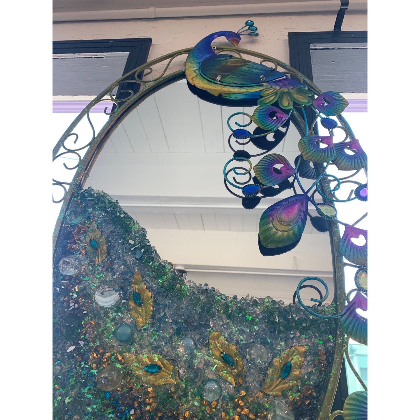 Peacock Mirror Resin and Glass By Kimberly Bottemiller