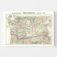 Load image into Gallery viewer, Vintage Map of Washington 1889
