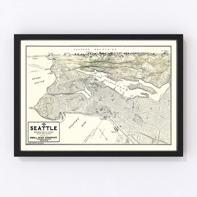 Vintage Map of Seattle, Washington 1925
