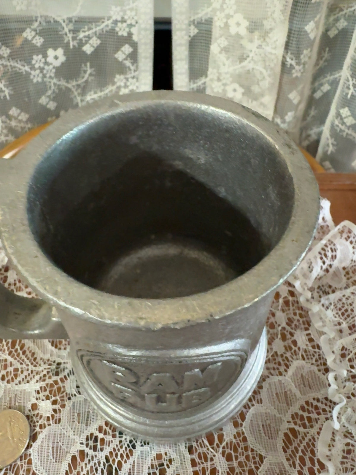 Vintage Cast Aluminum “Ram Pub” Tankard Mug with Ram Emblem