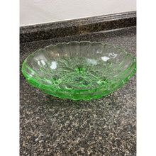 Load image into Gallery viewer, 1960&#39;s Oval Green Indiana Glass Footed Fruit Bowl 12&quot; Wide Scalloped
