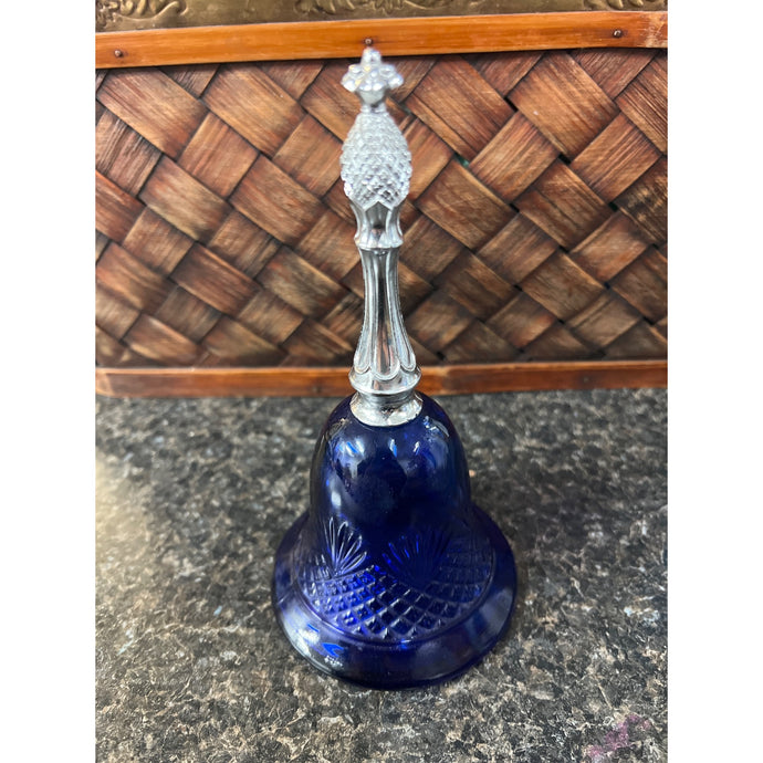 Vintage 1976 Avon Collectible Cobalt Blue Pineapple Designed Cut Glass Bell Decanter