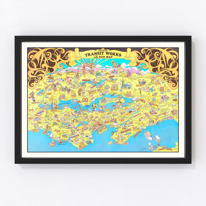 Vintage Map of Seattle, Washington 1974