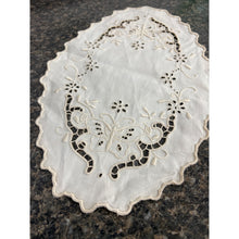 Load image into Gallery viewer, Vintage Ecru or Ivory Battenburg Lace Embroidered Doily
