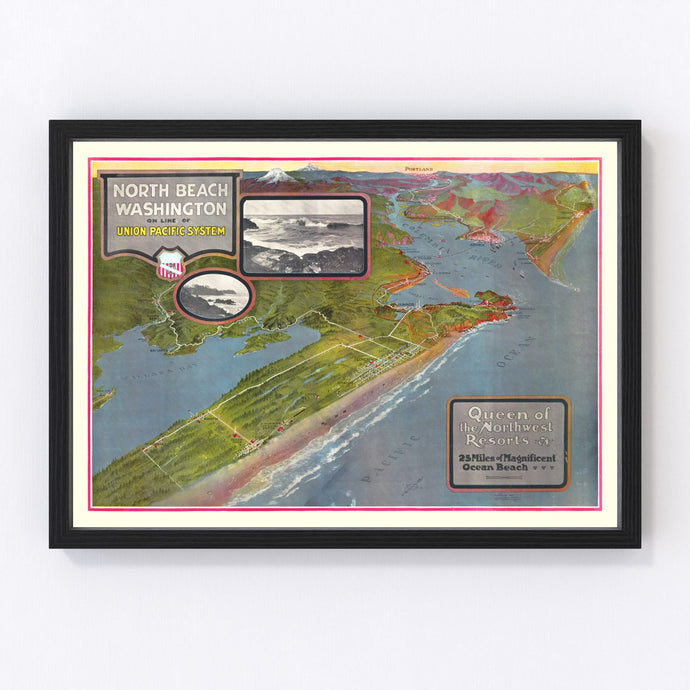 Vintage Map of North Beach Washington, 1918