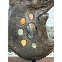Load image into Gallery viewer, Vintage Driftwood Sculpure on Wooned Base and Stone Inlay
