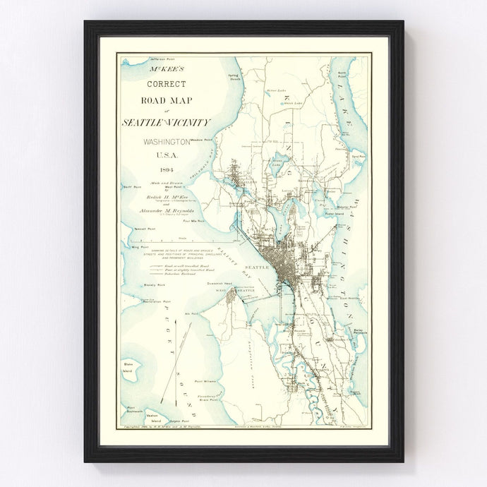 Vintage Map of Seattle, Washington 1894