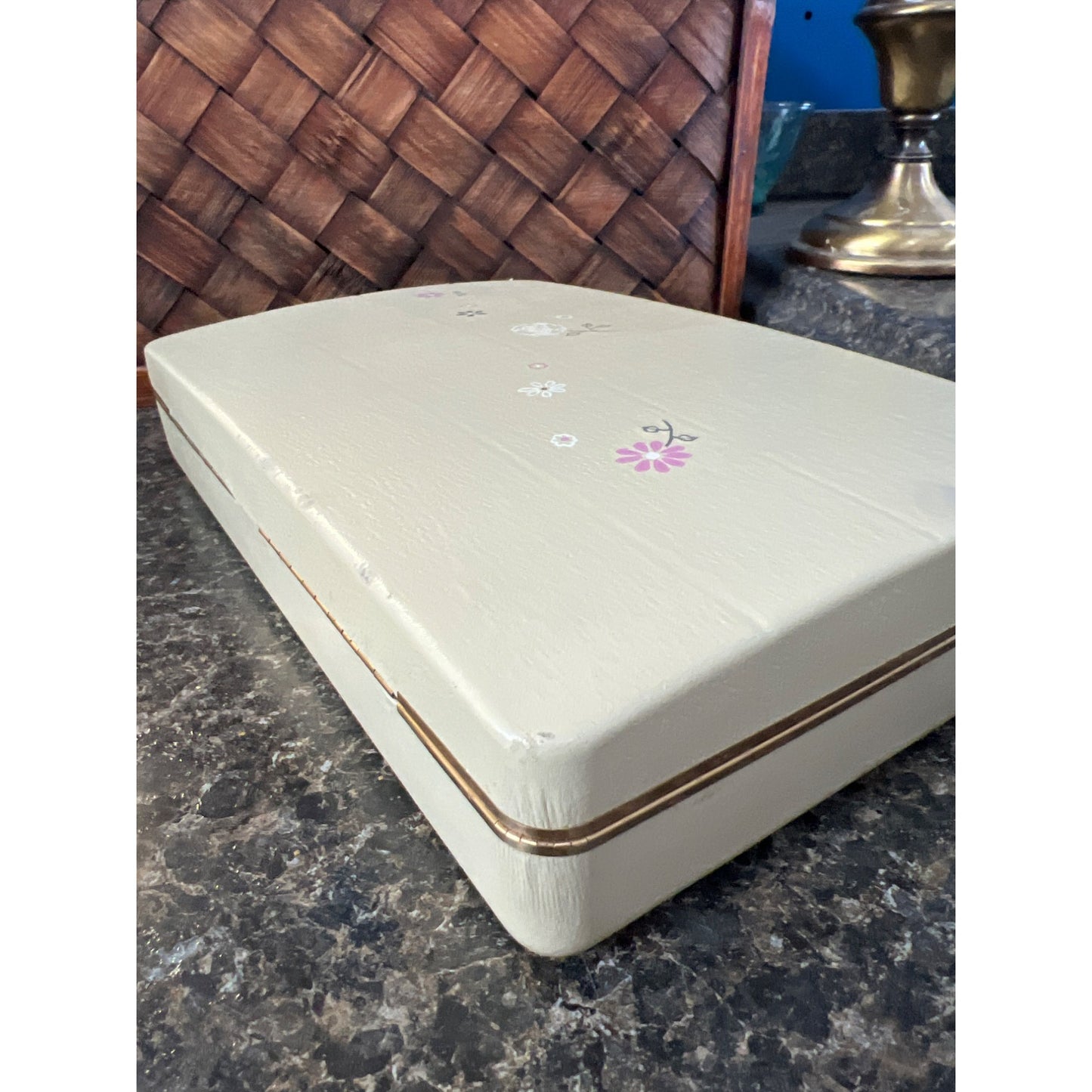 Vintage Farrington 20 Compartment Hard Cover Jewelry Case with Deep Pink Velvet and Floral Design