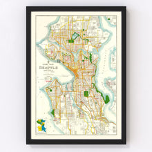 Load image into Gallery viewer, Vintage Map of Seattle, Washington 1929
