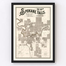 Load image into Gallery viewer, Vintage Map of Spokane Falls, Washington 1889
