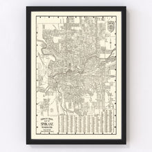 Load image into Gallery viewer, Vintage Map of Spokane, Washington 1920
