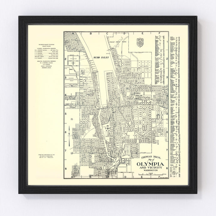 Vintage Map of Olympia, Washington 1920