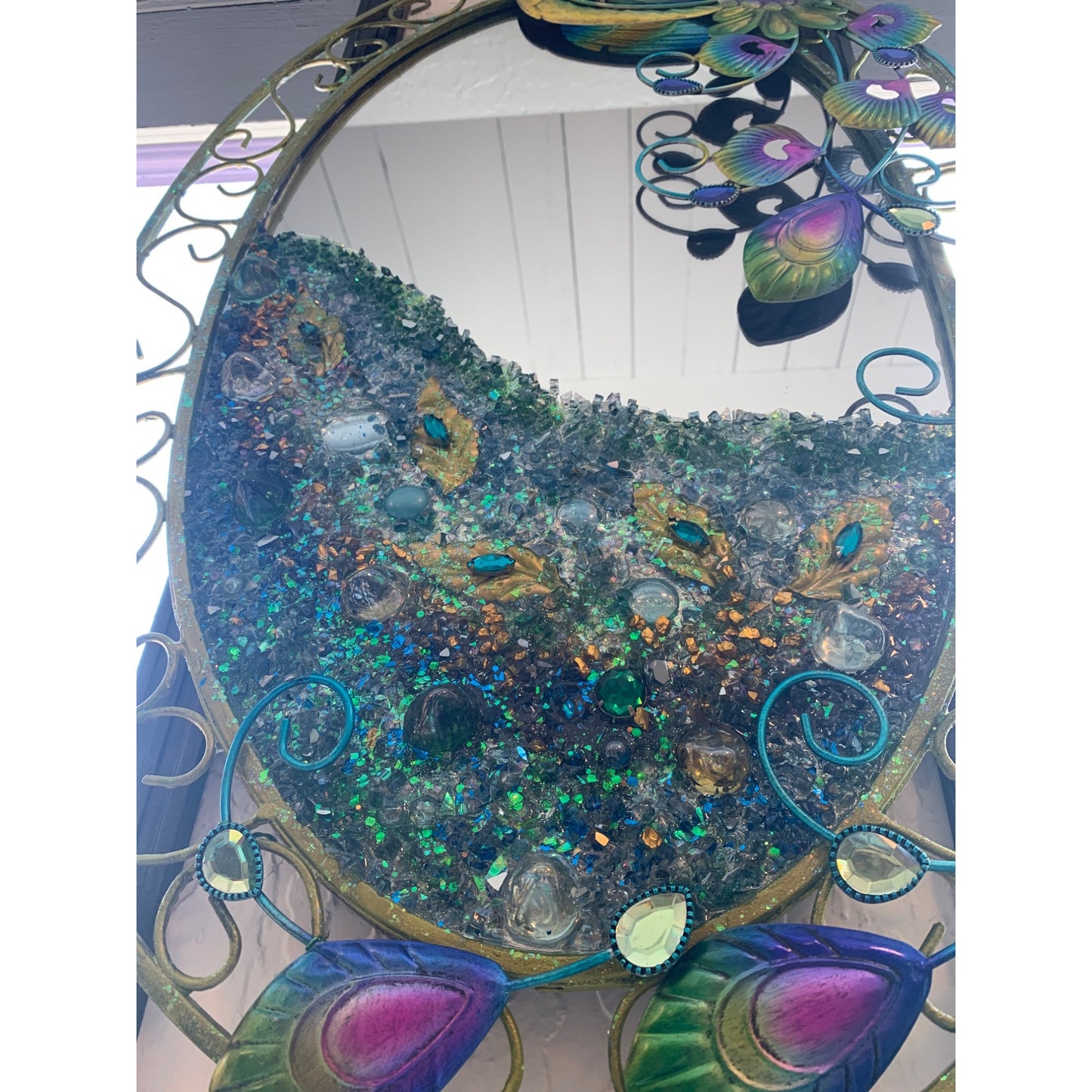 Peacock Mirror Resin and Glass By Kimberly Bottemiller