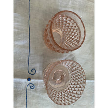 Load image into Gallery viewer, 1970s Indiana Glass Diamond Point Blush Pink Fairy Courting Lamp
