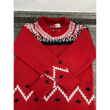 Load image into Gallery viewer, 1950’s Sportswear Revere Vereloft Cow neck Red, Black, and White Knit Sweater 100% Orlon Acrylic
