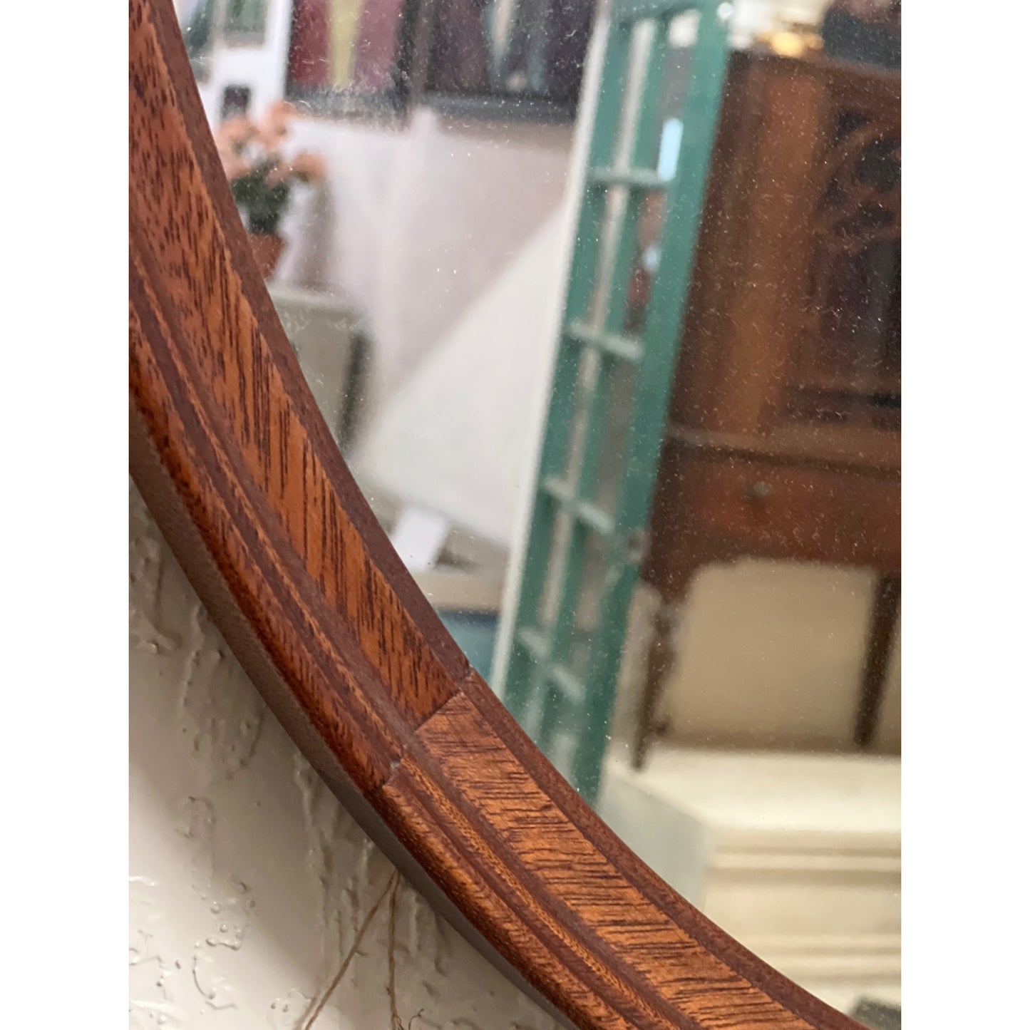 Vintage Carved Mahogany Shield Mirror With Floral Cap Detail