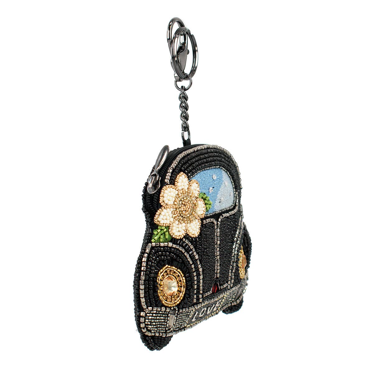Mary Frances Accessories - On the Road Black Car White Flower Coin Purse