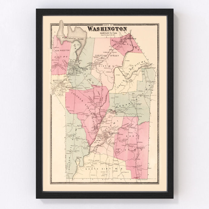 Vintage Map of Washington, Connecticut 1867
