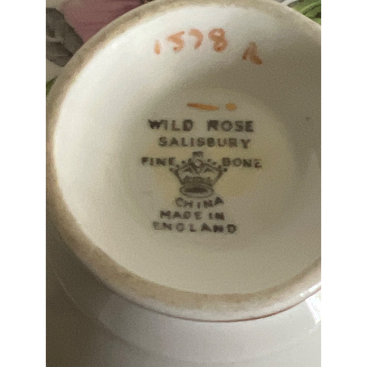 Wild Rose Salisbury Fine Bone China With Blue and Pink Flowers Made in England Teacup & Saucer