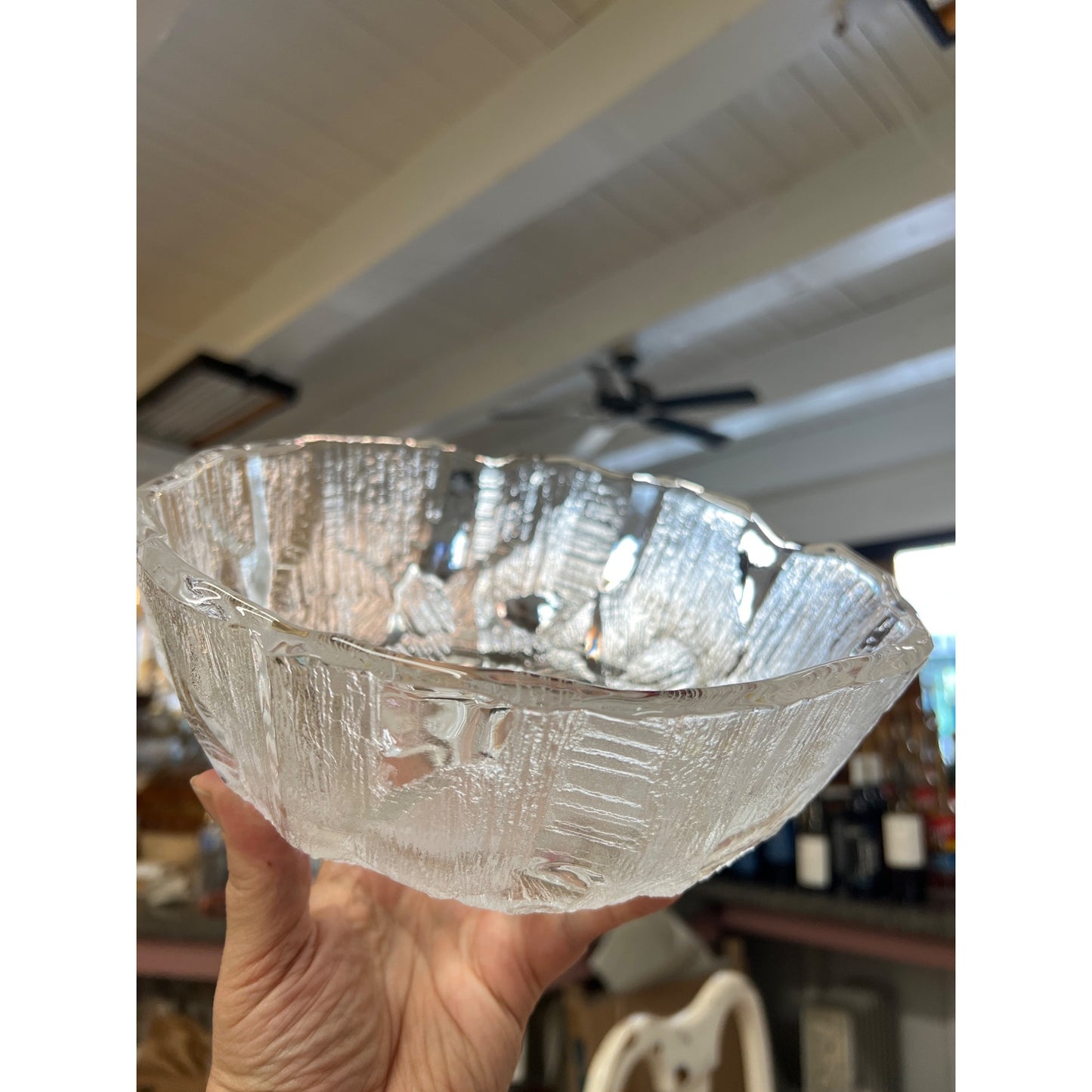 1960s Mikasa Hoya Salad Bowl Ice Castle Design Pressed Glass