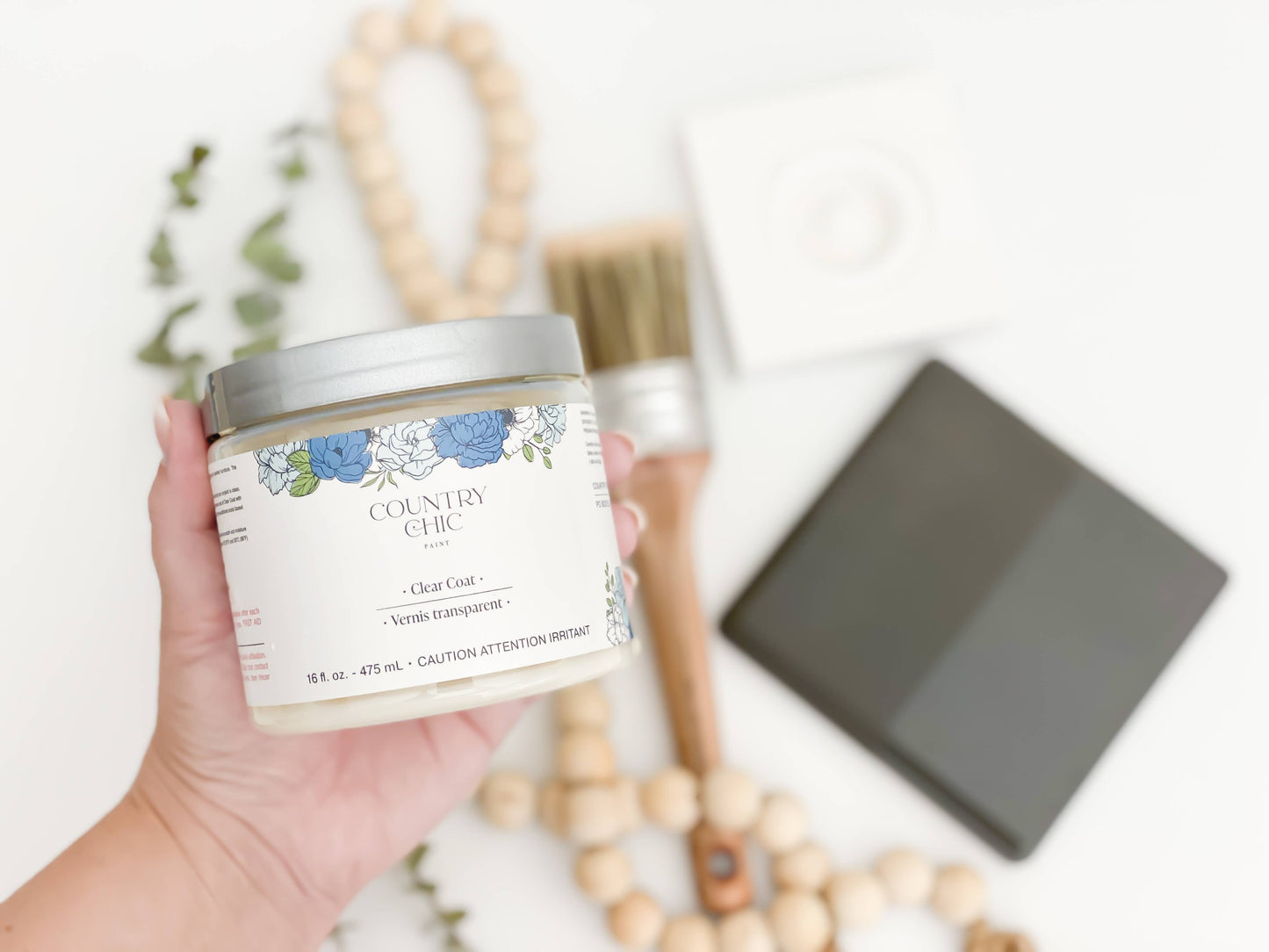 Country Chic Paint - Clear Coat - Eco-Friendly Clear Satin Sheen Top Coat: Small Project Jar (4 oz)