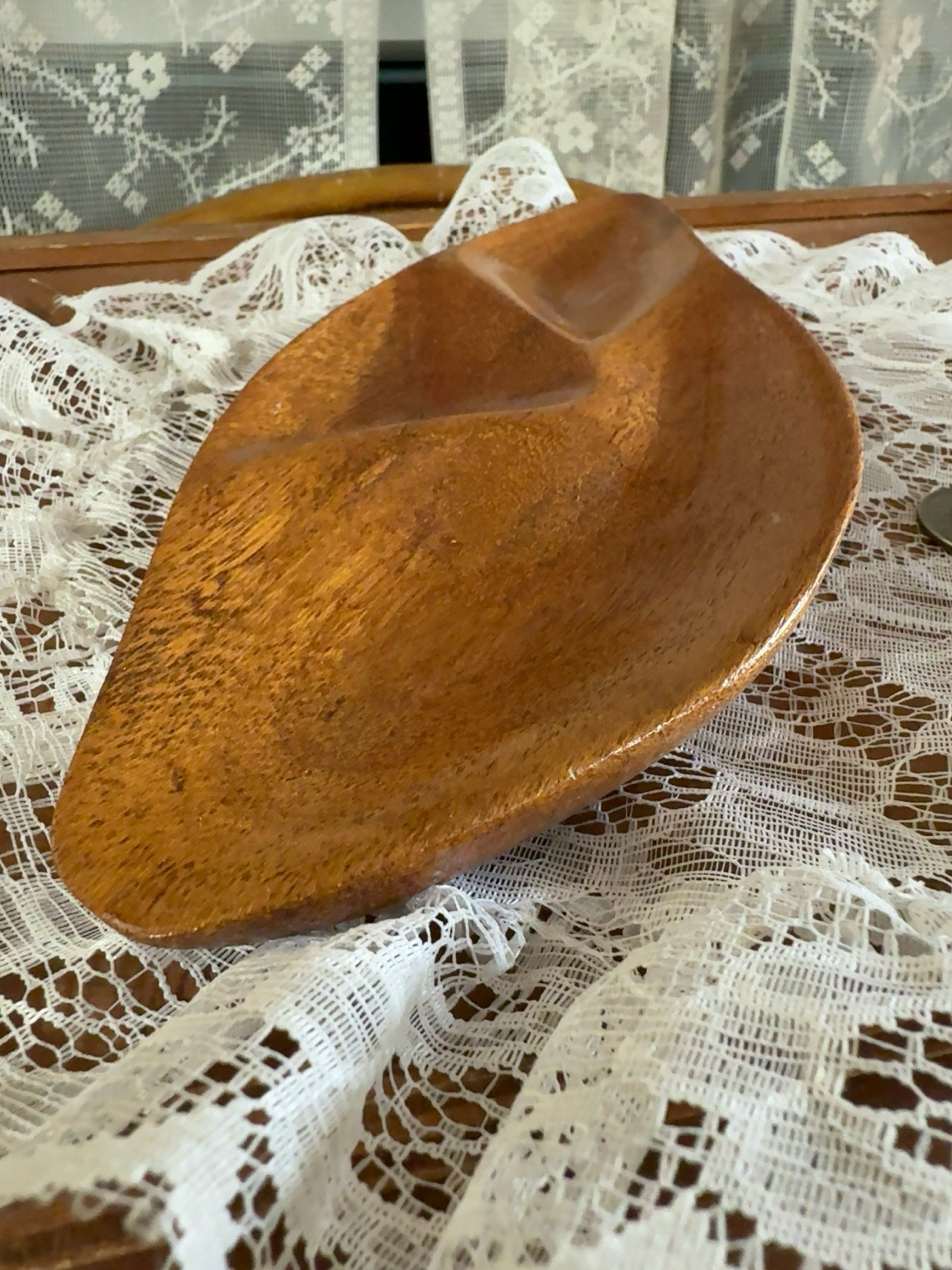 Vintage Mid-Century Monkeypod Wood Divided Serving Tray – Three Compartments