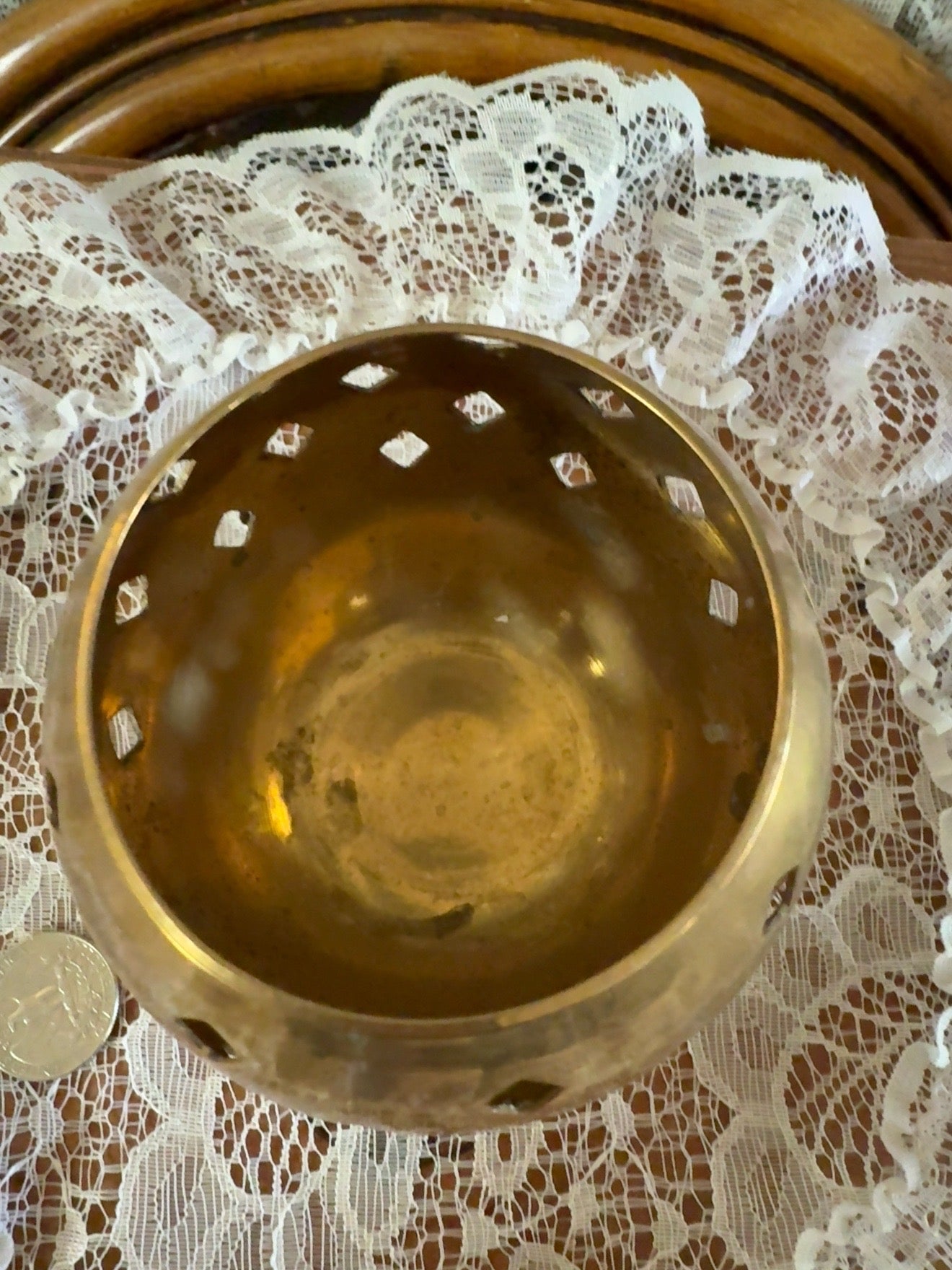 Vintage Pierced Brass Globe Tealight Holder – Made in India