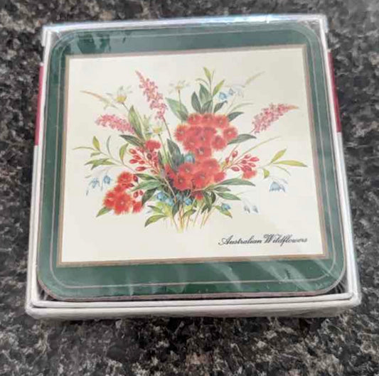 Set of Six "Australian Wildflowers" Pimpernel Coasters in Original Packaging