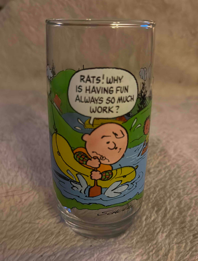 1980s Vintage McDonalds Peanuts Glass Tumbler with Charlie Brown
