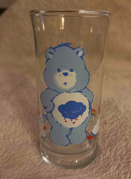 Vintage 1983 Care Bears Glass Tumbler from Pizza Hut "Grumpy"