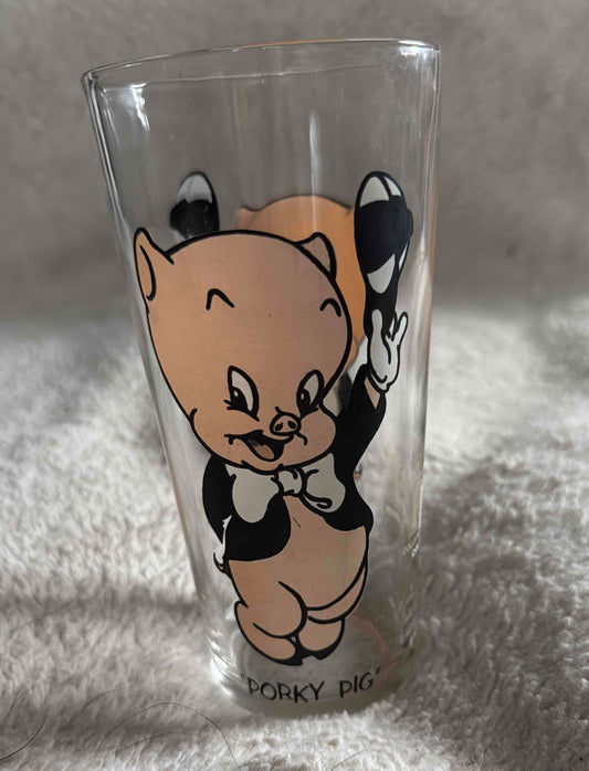 1973 Vintage Pepsi Collectible Looney Tunes Glass Tumbler "Porky Pig"
