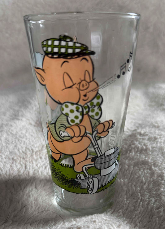 1976 Vintage Pepsi Collectible Looney Tunes Glass Tumbler "Porky Pig"