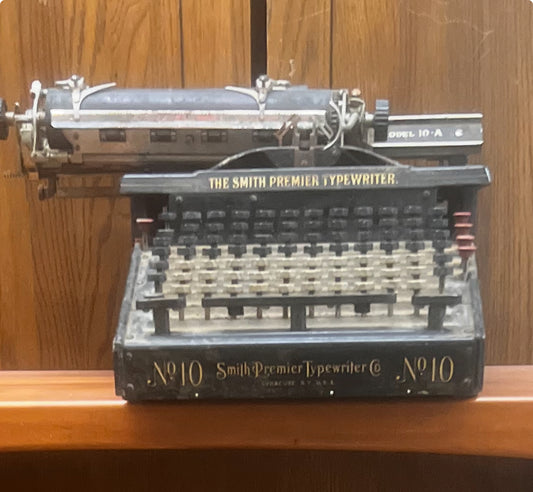 Antique Smith Premier No. 10 typewriter with Visible Writing Mechanism.