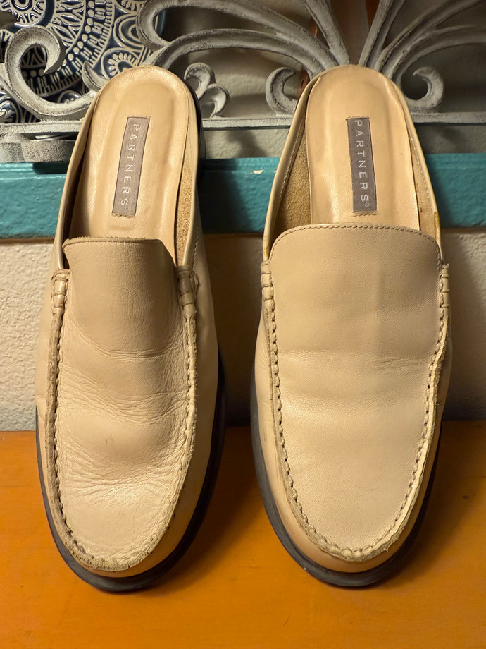 Partners Leather Tan Mules