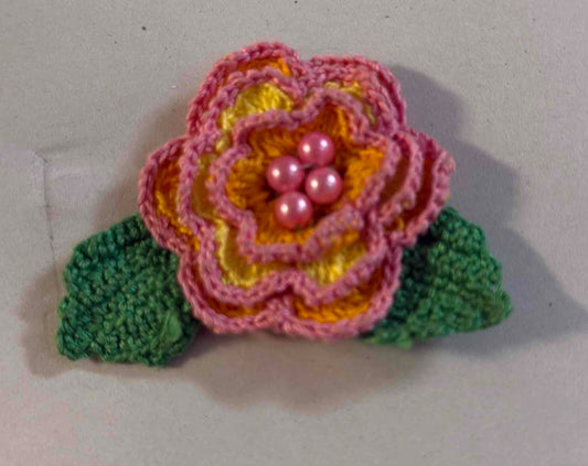 Handmade Crochet Flower with Beaded Accents